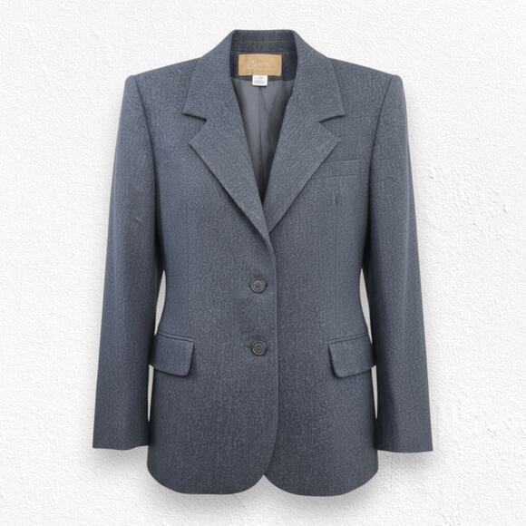 Saville Jackets & Blazers - Vintage 90s Saville Gray Wool Blend Blazer Size 12 Made in USA Office Career